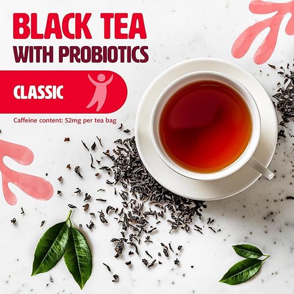 DOGADAN PROBIOTIC BLACK TEA FOR IMMUNE SUPPORT, CAFFEINATED, INDIVIDUALLY WRAPPED TEA BAGS, 14 COUNT (PACK OF 1)