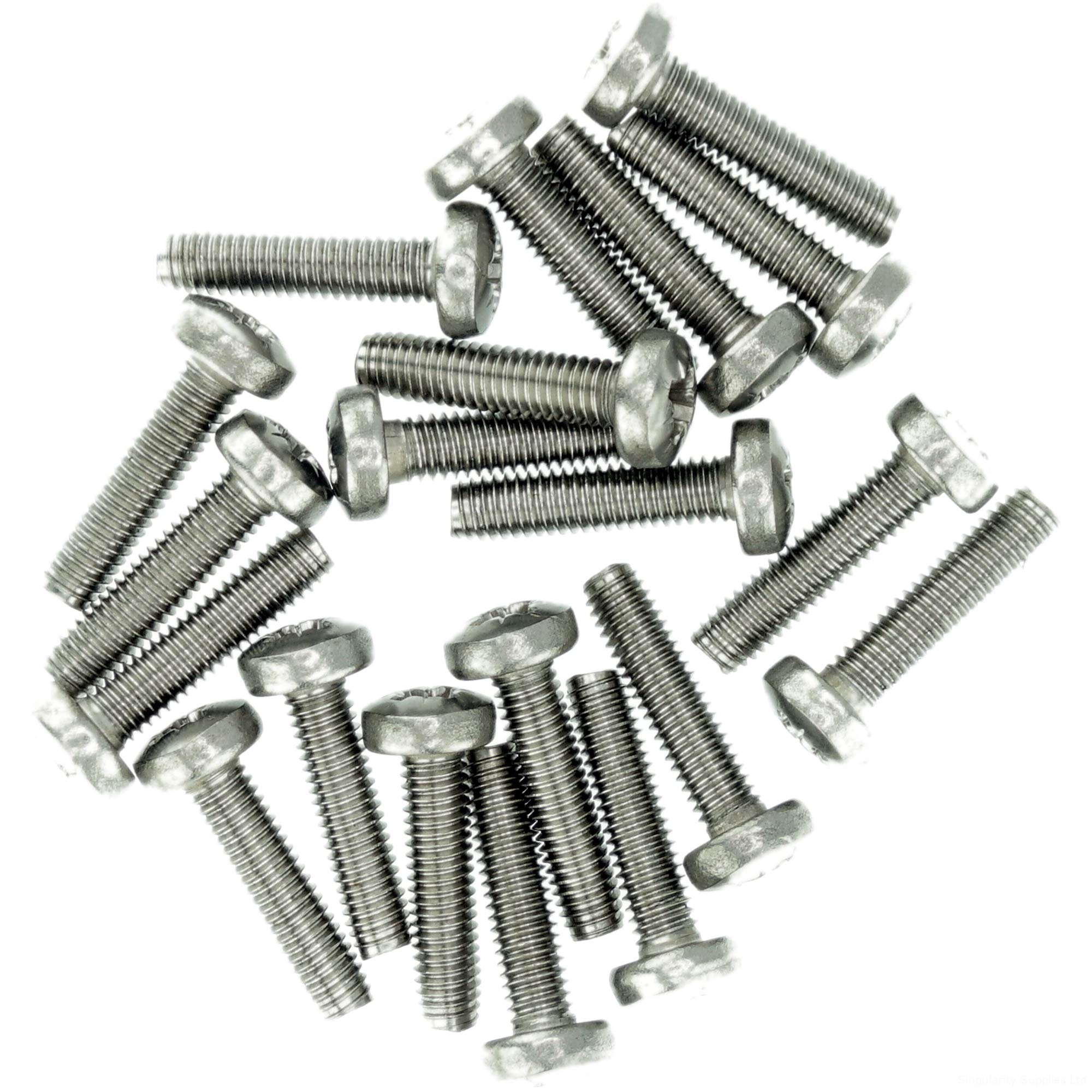 M4 (4mm x 8mm) Pozi Pan Thread Rolling Screw - Stainless Steel (A2) (Pack of 20)