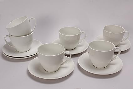 Buy Clay Craft Cup Saucers 12 Pcs Set Ghb Plain White Online At