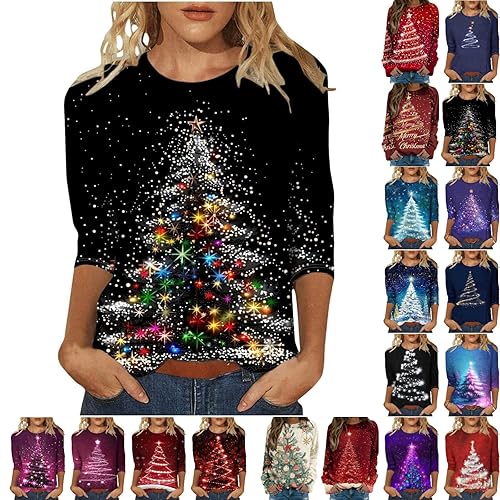 ZJKESDIOAW Womens Christmas T Shirts,Womens Christmas Jumpers UK Funny Ugly Light Up Xmas Jumper Ladies Cardigan Sweater Dresses Tops Fashion Classic Hooded Dress for Holiday Season A-black