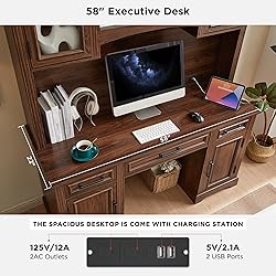 JXQTLINGMU Farmhouse 76" Height Computer Desk with