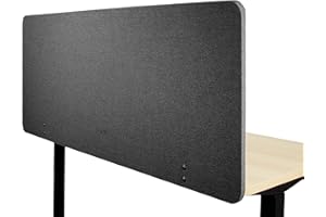 VIVO Clamp-on/Screw-on 60 x 24 inch Privacy Panel, Sound Absorbing Cubicle Desk Divider, Acoustic Partition, Dark Gray, PP-1-
