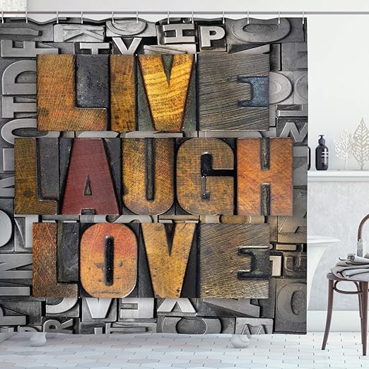 Amazon Com Ambesonne Live Laugh Love Shower Curtain Saying