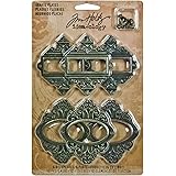 Metal Ornate Plates with Fasteners by Tim Holtz Idea-ology, 6 per Pack, 2-1/2 and 2-5/8 Inches Tall, Antique Finishes, TH9278