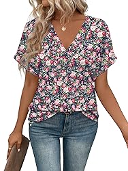 EyMuse Womens V Neck T Shirts Short Sleeve Tops