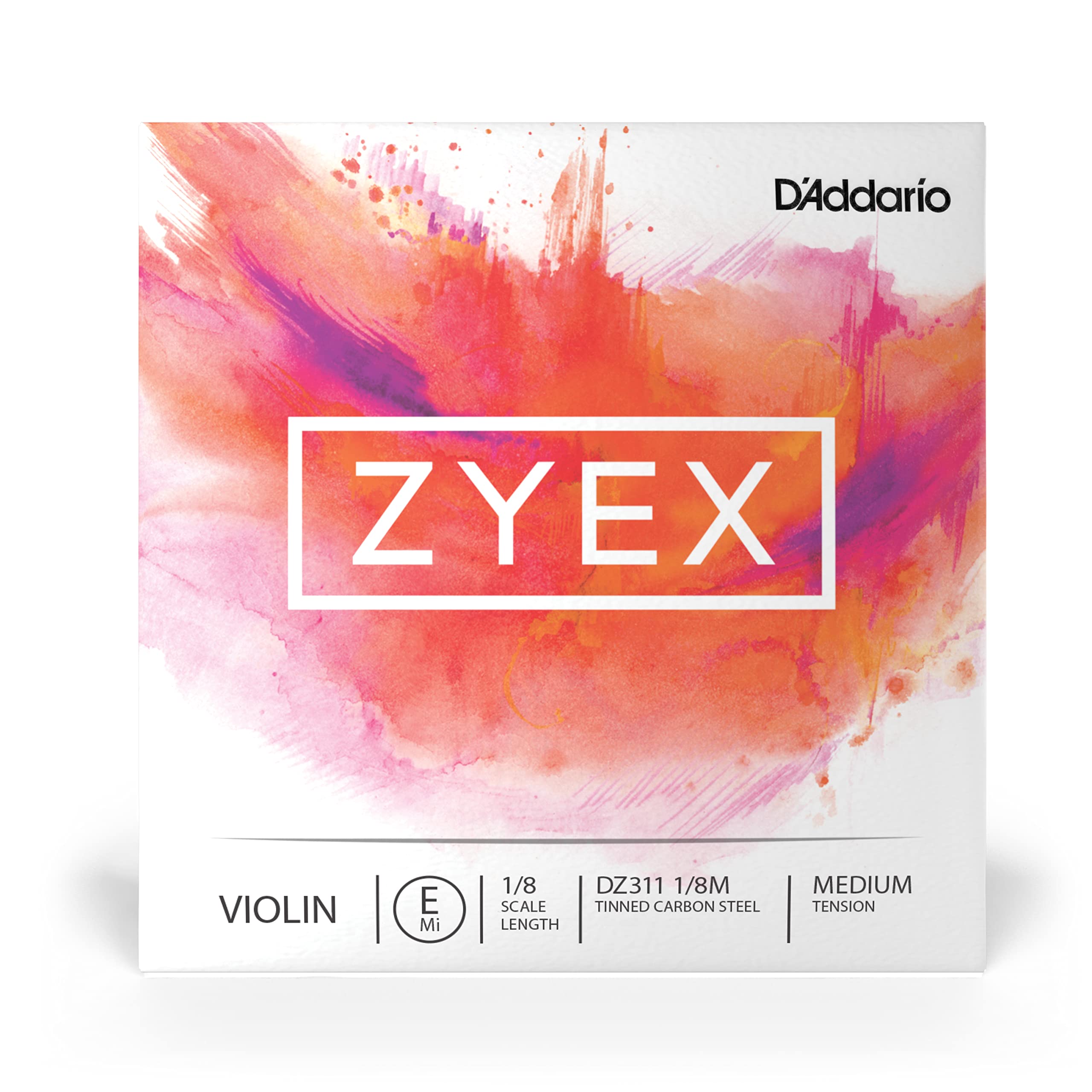 D'Addario Zyex Violin Single E String, 1/8 Scale, Medium Tension