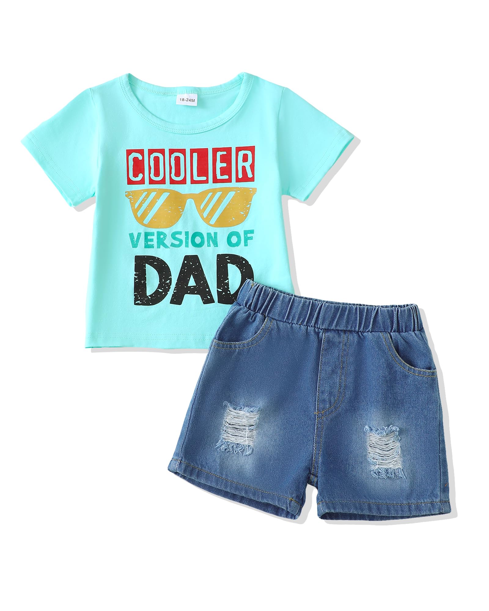 Photo 1 of ***********MISSING THE SHIRT***************
NZRVAWS Toddler Boy Clothes 18-24 Months Boy Outfits Infant Little Clothing Letter Printed Tshirt Ripped Jeans Shorts Set Clothing Summer Green