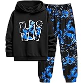 Doumlop Boys Clothes Camo Boys Outfits Letter Printing Pullover Hoodie and Pants 2Pcs Winter Kids Clothes Boys for 7-14 Years