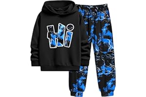 Doumlop Boys Clothes Camo Boys Outfits Letter Printing Pullover Hoodie and Pants 2Pcs Winter Kids Clothes Boys for 7-14 Years