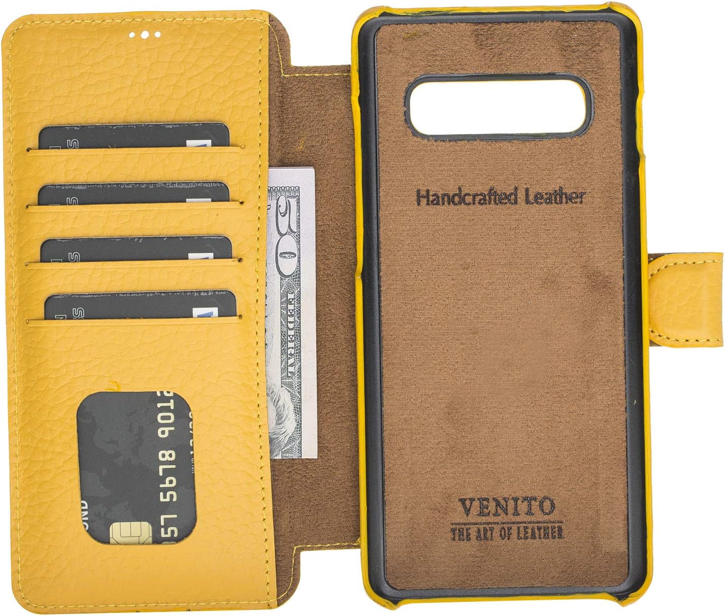 Venito Siena RFID Blocking Leather Wallet Case Compatible with Samsung Galaxy S10+ Plus - Yellow