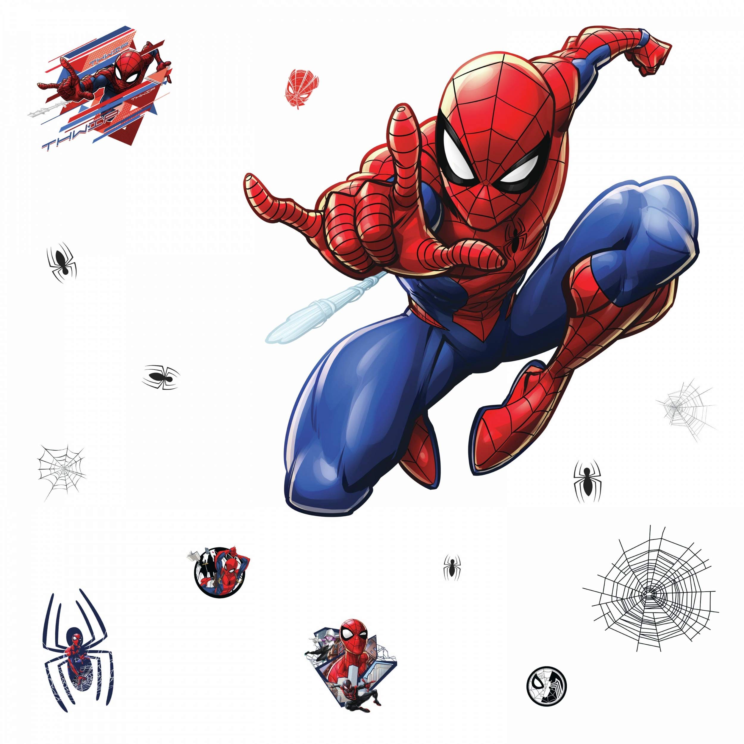 RoomMates Giant Repositionable Spiderman Sticker,Blue, Red, Black
