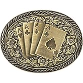 SANSTHS Western Belt Buckle for Men Women, Vintage Cowboy Cowgirl Texas Rodeo Longhorn Bull, Goat, Poker and Horse