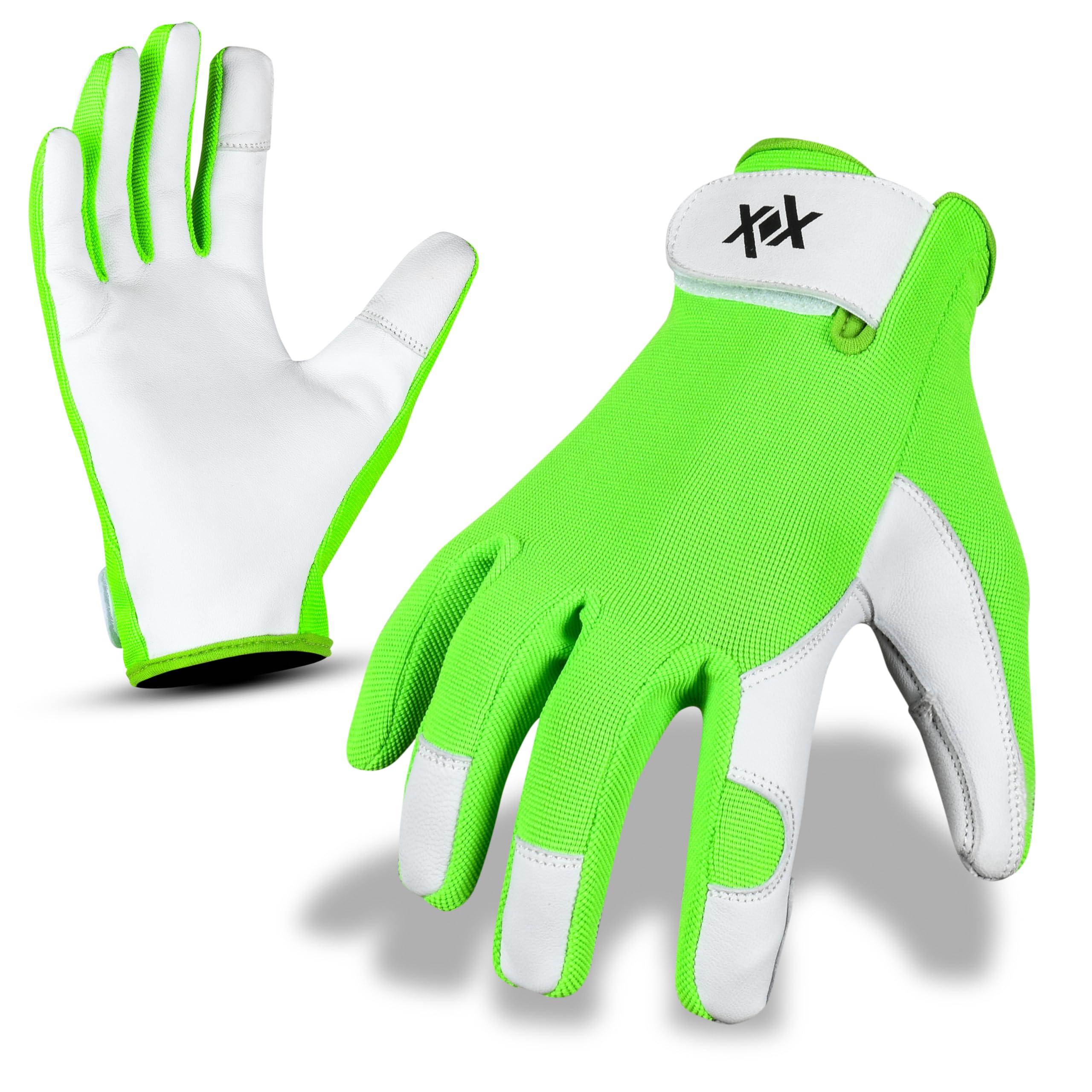 WORKMAXX Ladies/Mens Leather Gardening Gloves Thorn Proof Rigger Garden work gloves, Safety Working Gloves, Premium Quality (PARROT GREEN, MEDIUM)