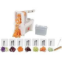 Paderno World Cuisine A4982807 8-Cut Collapsible Spiralizer, Folding 7-Blade, White