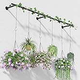 unlumm Plant Hanger Indoor 63 inch, Metal Planters Hanging Rod with 6 Hanging Chains & Hooks, Wall Plant Holder for Indoor Plants, Window, Ceiling, Black, Pots Not Included