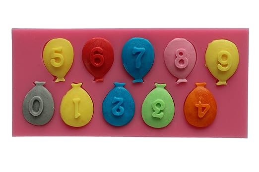 Silicona forma Globos con números borde decoración de galletas ...