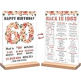 60th Birthday Party Decorations for Women, Retro Floral Back in 1965 Birthday Decor Poster Acrylic Table Sign, 60th Birthday Party Supplies, Double-Sided
