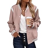 Zeagoo Bomber Jacket Women Varsity Casual Button Down Lightweight 2026 Spring Fashion Short School Outfits with Pockets