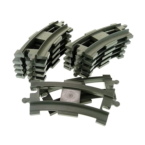 12 x Lego Duplo Schienen gebogen Kurve alt-dunkel grau Schiene Eisenbahn Zug Lok 6378