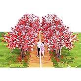 PQ Bees Romantic Couple Heart Tree Path Pop Up Anniversary Cards, 6x8in Wedding Anniversary Card, Valentines Day Card, 3D Gift for Her, Him, Husband, Wife (Heart Tree Path).