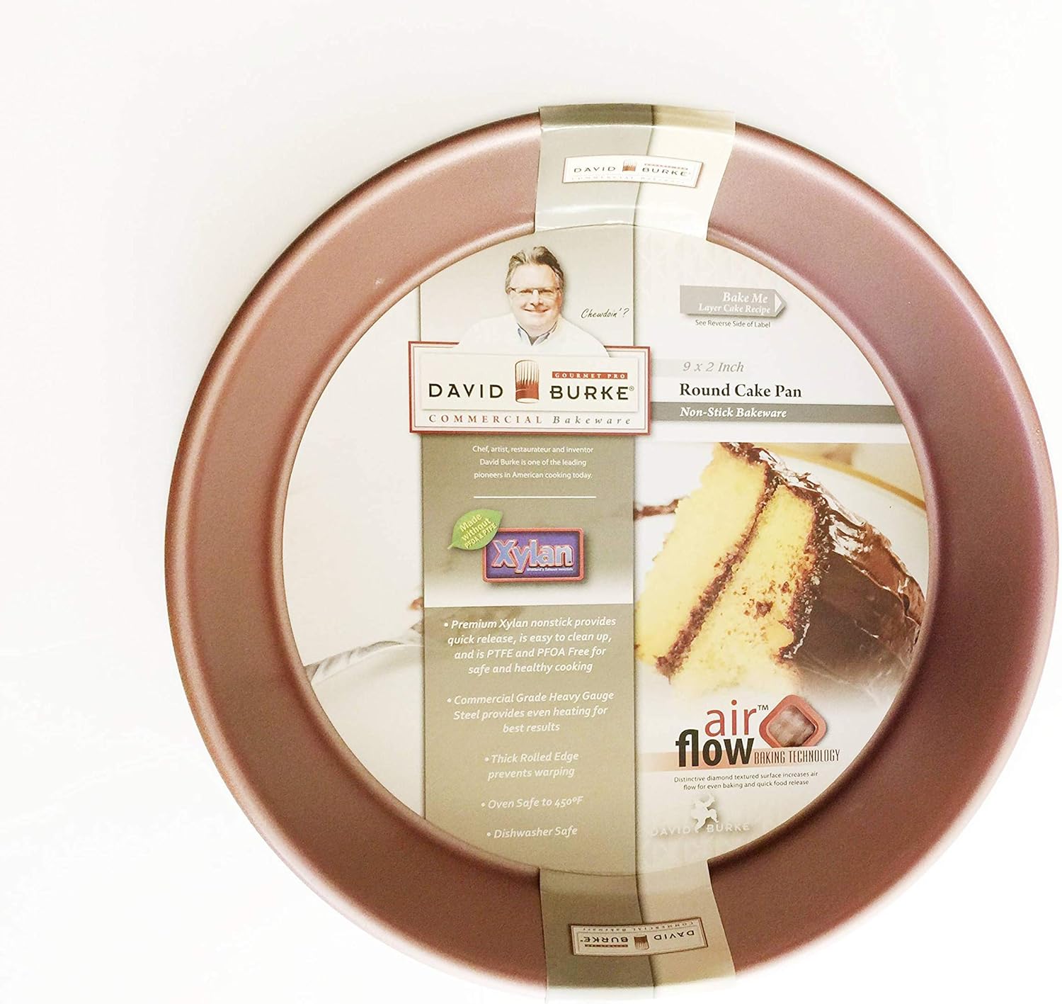 David Burke Commercial Weight 9"x2" Round Cake Pan Rose