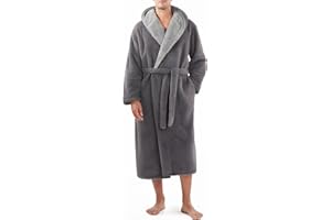 DAVID ARCHY Men's Hooded Robe Soft Coral Fleece Microfiber Bathrobe
