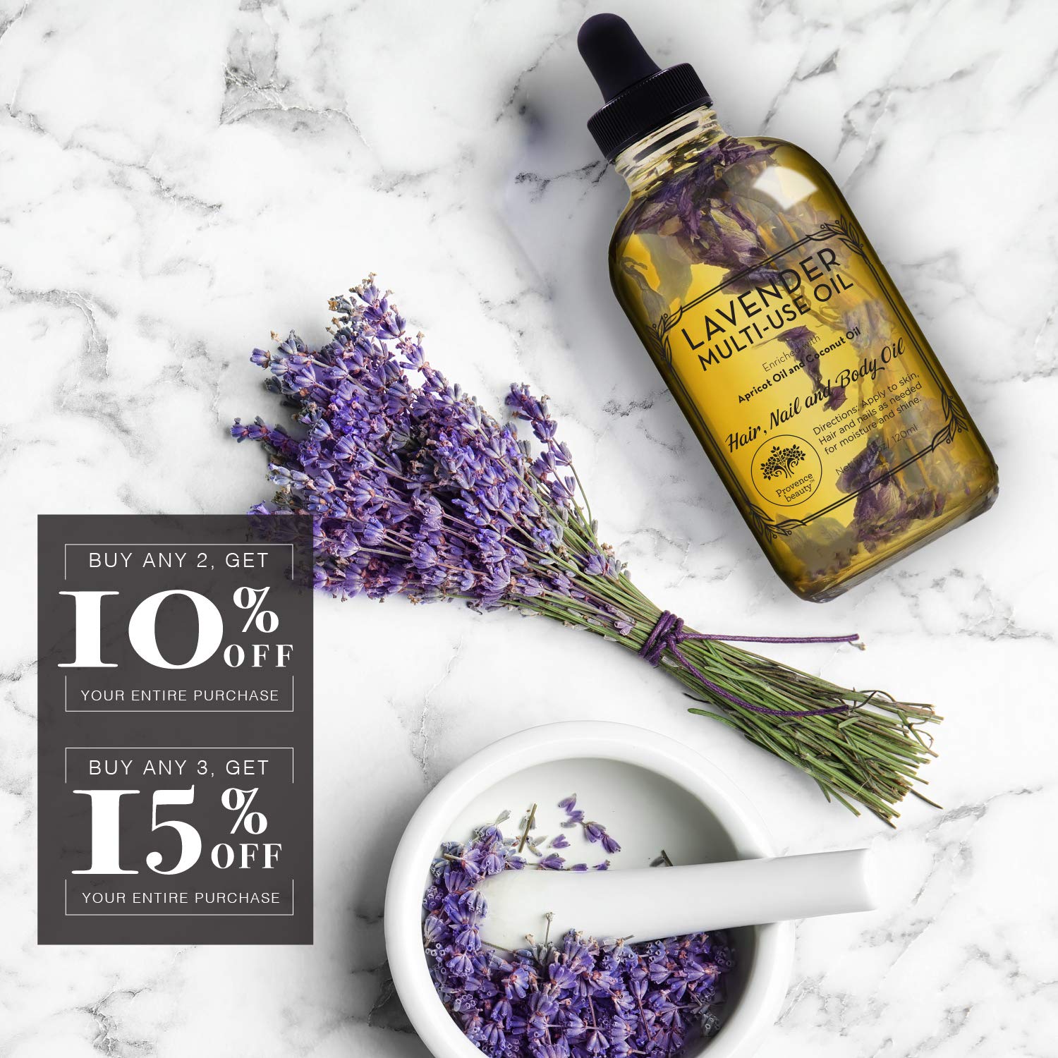 Lavender Multi-Use Oil for Face, Body and Hair - Organic Blend of Apricot, Vitamin E, Fractionated Coocnut and Sweet Almond Oil Moisturizer for Dry Skin, Scalp and Nails - 4 Fl Oz : Beauty