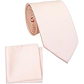 ZENXUS Regular Tie and Pocket Square for Men, Solid Color Necktie Set, 3.2 inch Standard Width
