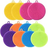 Silicone Dish Scrubber, 12 Pack Silicone Sponge Dish Brush Food Grade BPA Free Reusable Rubber Sponges Dishwasher Safe and Dry Fast for Kitchen Dish Dishes Fruits Vegetables Washing and Cleaning
