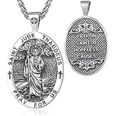 Vito 925 Sterling Silver Saint Necklaces for Women Men, St Michael/Crucifix/Caravaca/St Jude/Virgin Mary Pendant Patron Saint Amulet Medal Religion Jewelry Gift