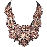 Flyonce Rhinestone Crystal Bib Chunky Collar Statement Necklace for Women Costume Jewelry