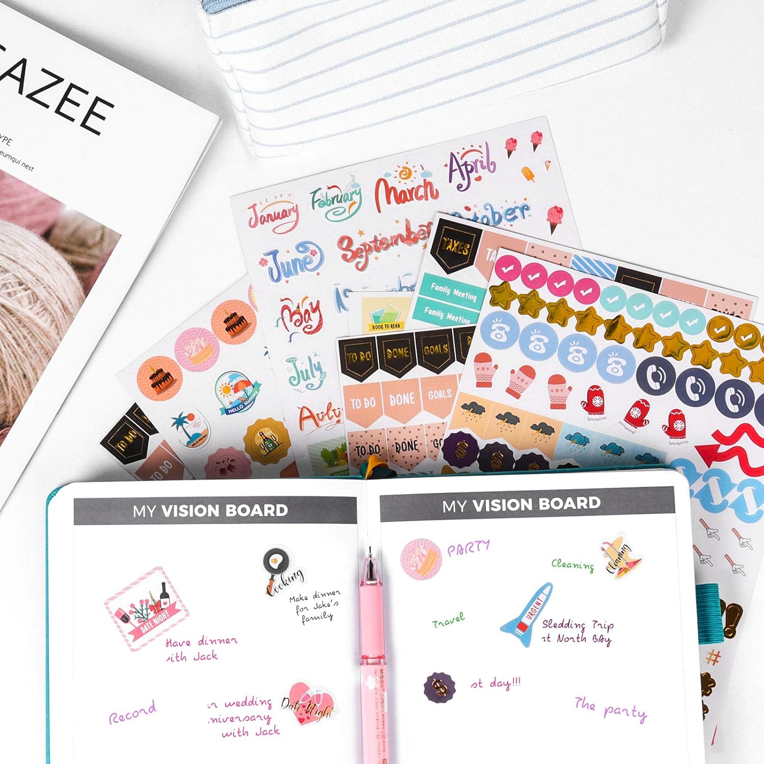 Mokani Gold Foil Planner Stickers, 1150+ Cute Colorful Stickers (21 Sheets) for Calendar Planner, Journal - Image 4