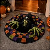 Yang Tuanjie 3D Optical Illusion Rug, Halloween Witch Round Doormat, 32x32 | 3D witch illusion rug with soft washable surface, non slip backing, 32x32 round doormat for Halloween entryway decor