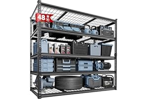 FLEXIMOUNTS Garage Shelving, Heavy Duty Shelving 2000 lbs, 5-Tier Garage Storage Shelves,Industrial Shelves for Heavy Tools and Equipment, 48" W x 24" D x 72" H