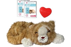 Calmeroos Plush Heartbeat Toys - Calming Separation Anxiety Relief Toys for Puppies and Kittens - Heartbeat Simulator in a Soft Comforting Pillow Pet Plush for Dogs and Cats (Orange Stripe)