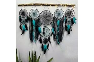 KOOVDEM Dream Catcher Wall Decor Handmade Large Boho Dream Catchers for Adults Wall Hanging Native American Spiritual Home Decor (Green-Black)