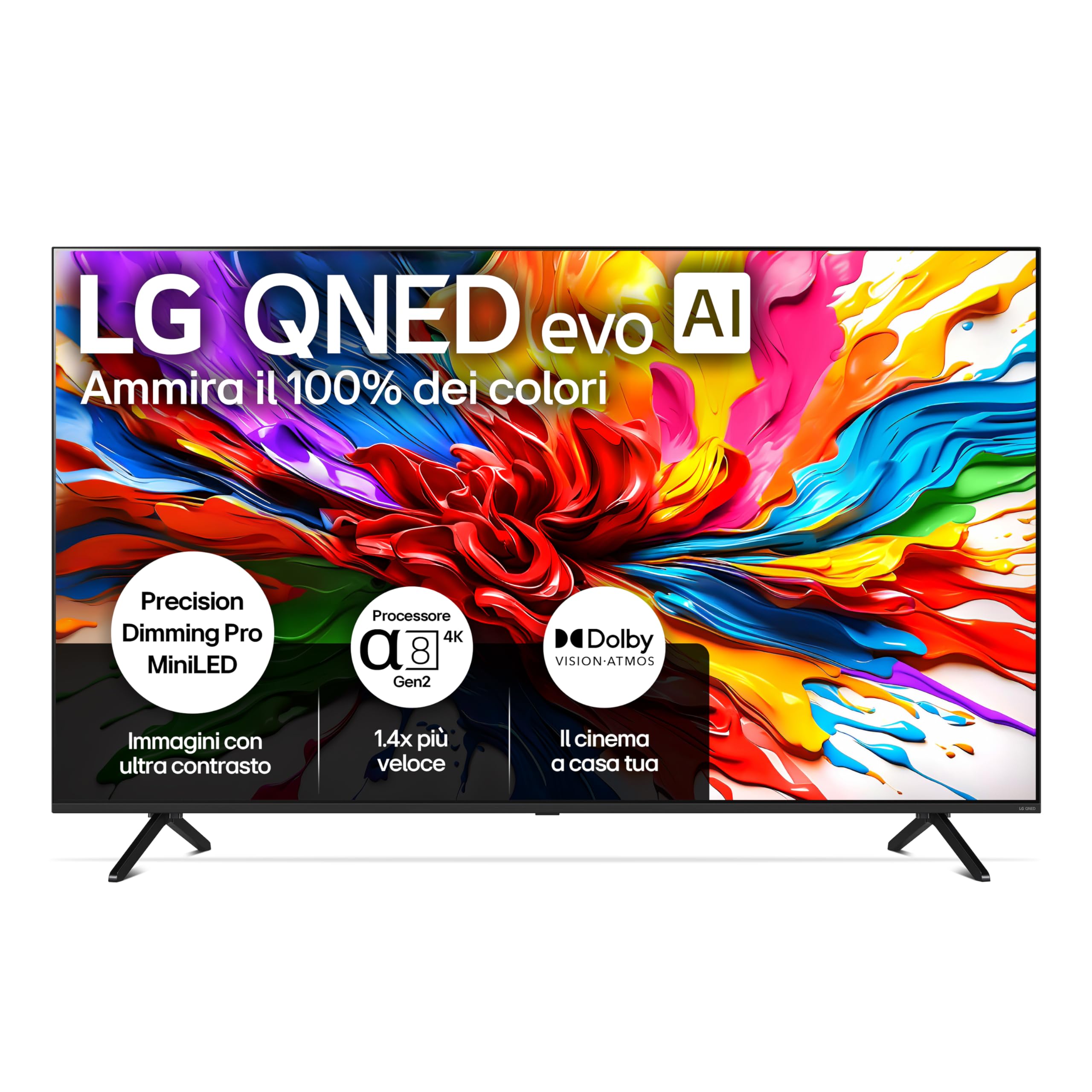LG QNED evo AI QNED92 Smart TV 55 pollici 4K, Processore α8 Gen2, Precision Dimming con MiniLED, webOS con AI, Dolby Vision & Atmos, Gaming con VRR e FreeSync 4K@144Hz, 55QNED92A6A 2025