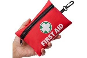 General Medi Mini First Aid Kit, 110 Piece Small First Aid Kit - Includes Emergency Foil Blanket, Scissors for Travel, Home, Office, Vehicle, Camping, Workplace & Outdoor (Red)