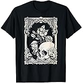 Halloween Skull Pastel Goth Flower Gothic Floral Cottagecore T-Shirt