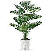 Der Rose 28" Tall Fake Plants Large Artificial Monstera Faux Potted Plants Indoor with White Pot for Home Office Living Room Decor