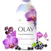 Olay Body Wash for Women, Fresh Radiance, 24/7 Skin-Loving Freshness, Visibly Radiant, Plant Based Cleansers, Vitamin B3 &amp; Antioxidant Blend, For All Skin Types, Orchid &amp; Black Currant Scent, 22 fl oz