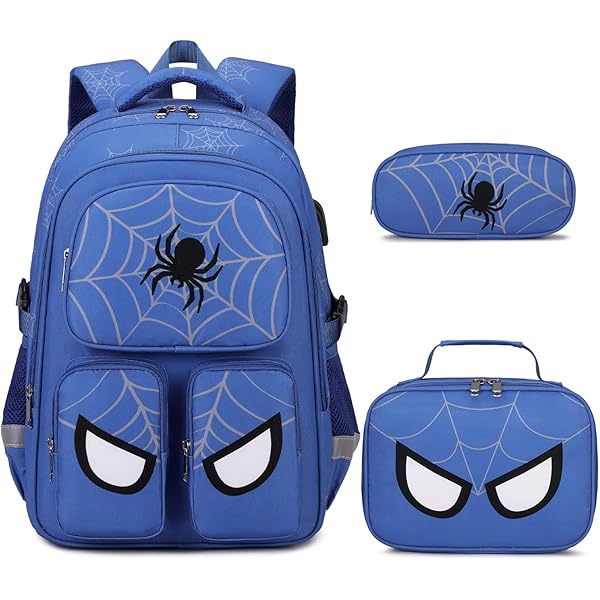 5 Pc SPIDERMAN 16" Backpack Lunch Kit Water Bottle Ice