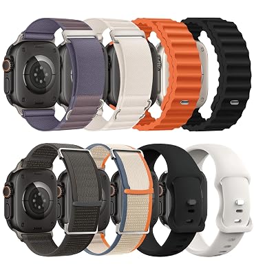 8 Pack Compatible with Apple Watch Band 42mm 41mm 40mm 38mm for Women Men,Breathable Trail Loop+Alpine Loop+Ocean+Silicone Sport Band for iWatch Series 11/10/9/8/7/6/5/4/3,SE 3 2 1