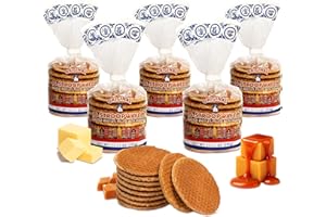 Le Chic Patissier 50 Caramel & Vanilla Stroopwafels Soft Toasted Pack of 5 (11.11oz each) Original Dutch Caramel Waffle Recipe non-GMO perfect snack biscuit