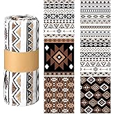 Noveread 36 Pack Western Aztec Reusable Cleaning Cloths Washable Cotton Kitchen Towels for Home(Brown)