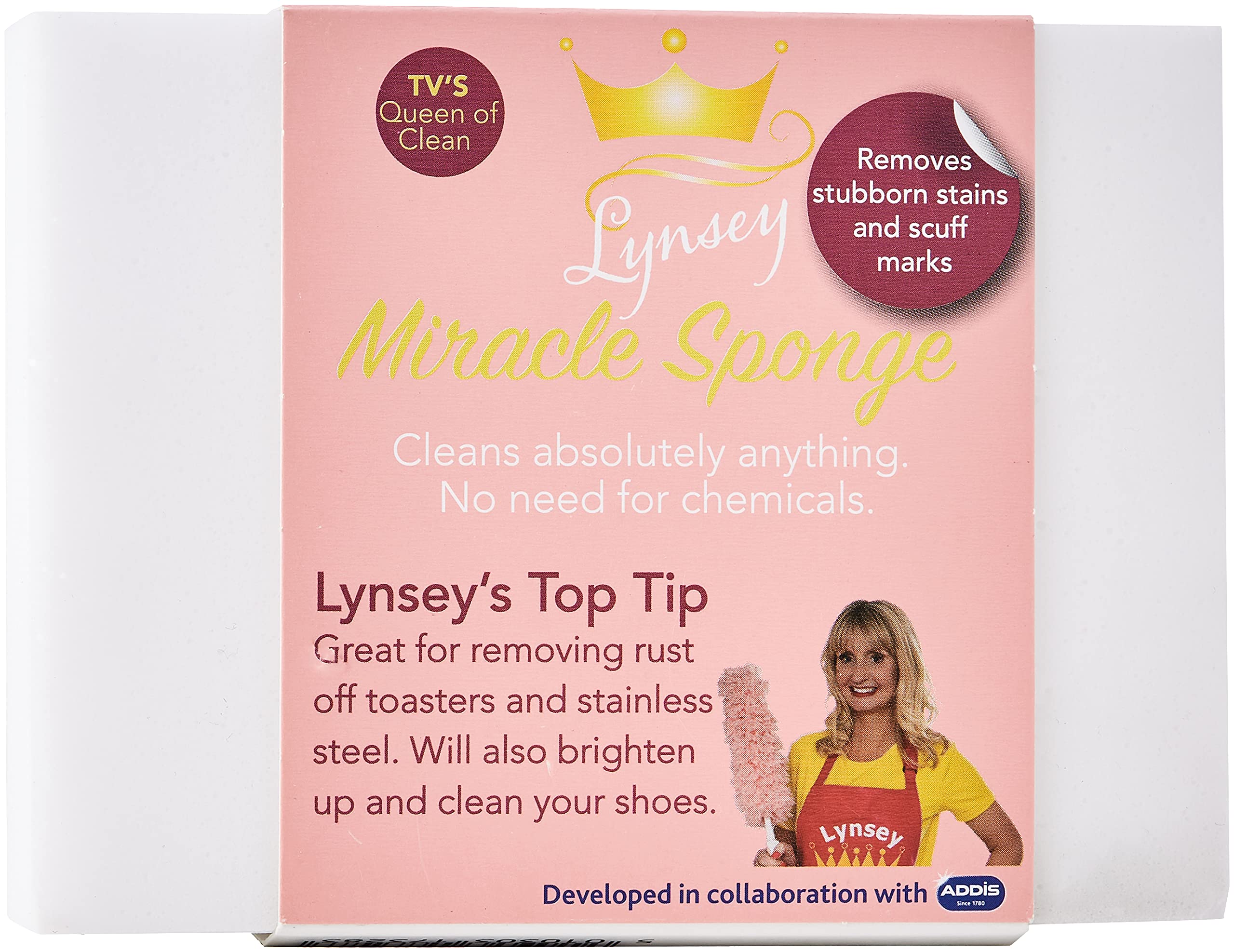 Addis LQOC Miracle Sponge Extra Tough Eraser Block Scrubber No need for Chemicals, Single Block, White