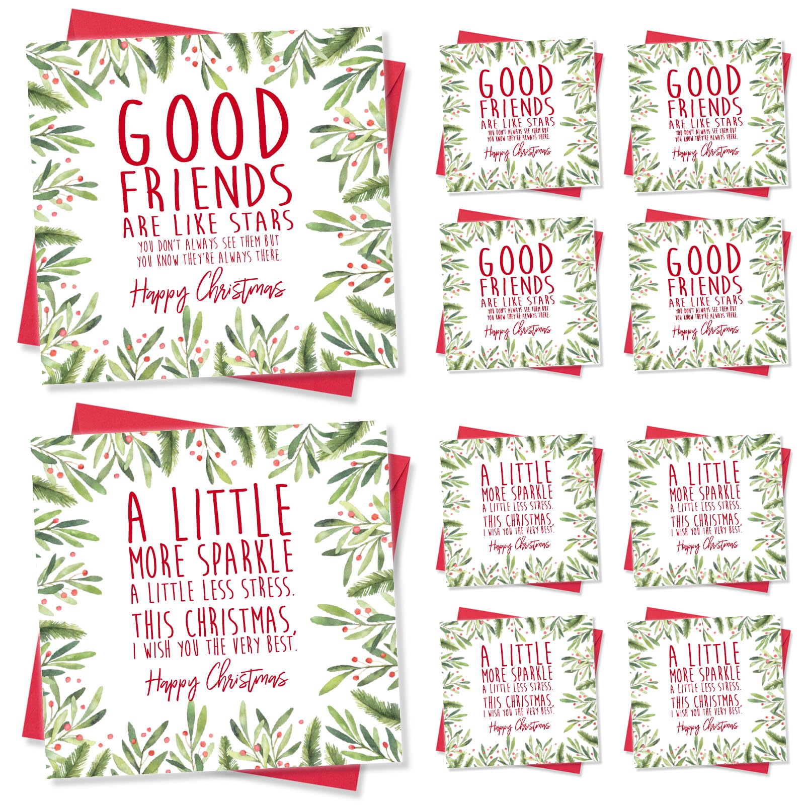 Punkcards - Special Friends Xmas Cards Packs, Friend Christmas Card Pack, Christmas Cards Multipack, Multi Pack of 10, 2 Designs