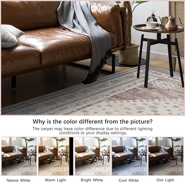 DECOMALL KALINA WASHABLE AREA RUGS, BOHEMIAN VINTAGE FOLDABLE CARPET FOR LIVING ROOM BEDROOM DINNING ROOM KITCHEN,2’6″X9’FT