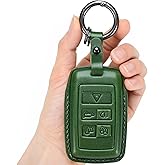 for Land Rover/Jaguar Key Fob Cover Genuine Leather with Keychain,Compatible with Evoque Velar Sport Discovery Freelander2 LR4 Land Rover Sport and Jaguar XF XJ XE F-PACE F-TYPE
