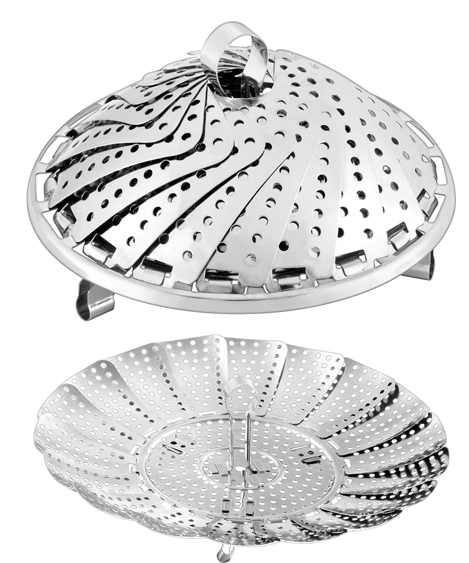 Tang yuan 2 Vegetable Steamer, Stainless Steel mesh Kitchen Folding Steamer, Steamer Basket can be Washed, Suitable for Pans and Various Cooking